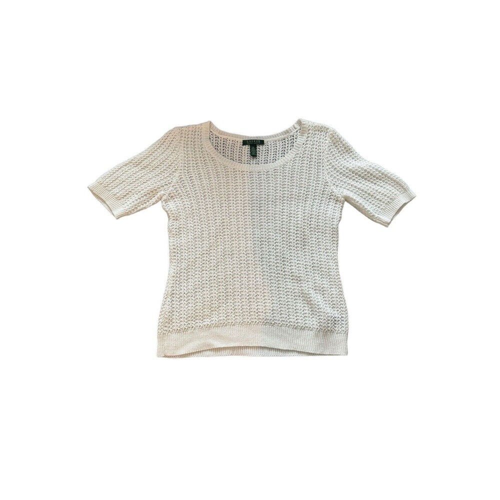 Lauren Ralph Lauren Medium Linen Blend Chunky Knit Top Beach Coverup Classic